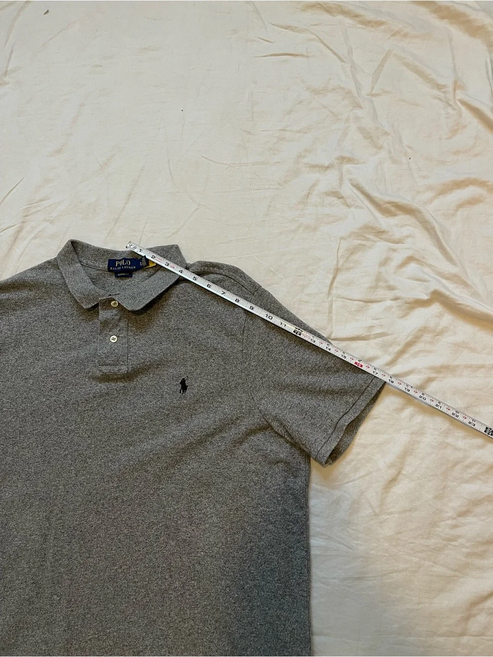 Ralph Lauren Men's Heather Grey Polo Shirt with Embroidered Pony